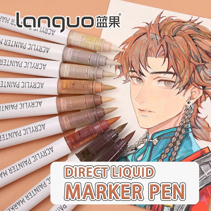 Acrylic Marker Pen Set – 9PCS Soft Brush DIY Paint Art Markers for Students