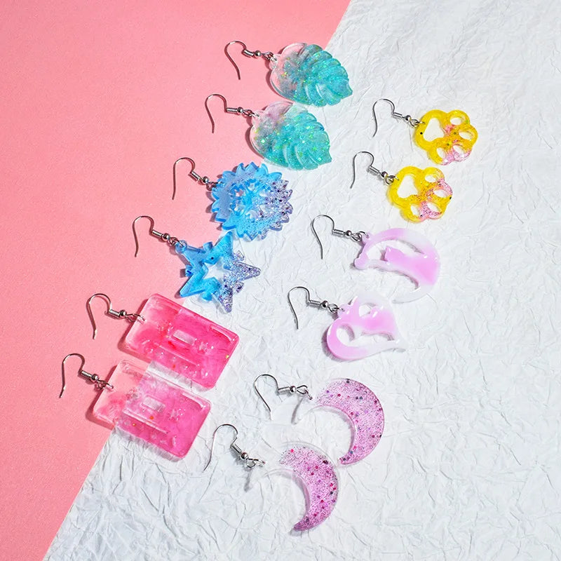 DIY Earring & Charm Mold – Heart, Leaf, Moon Shapes