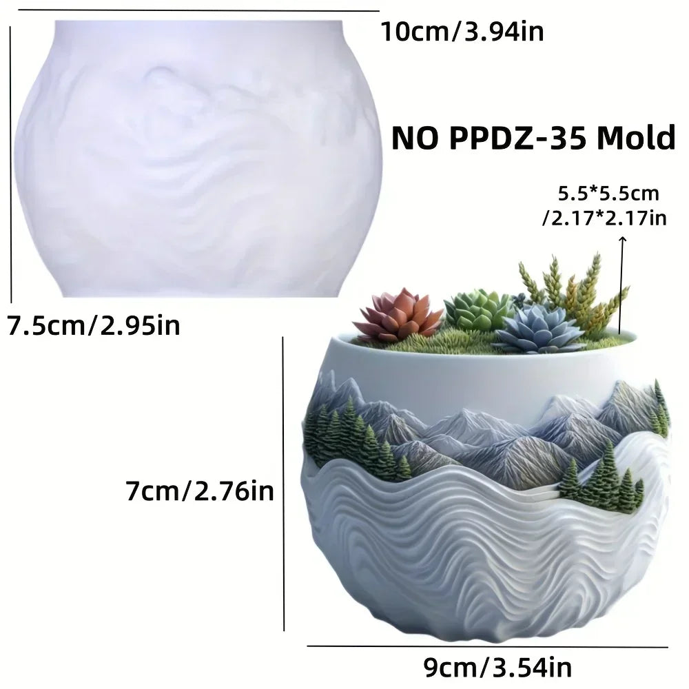 Mountain Landscape Silicone Mold – DIY Resin Planter, Trinket Box & Candle Cup