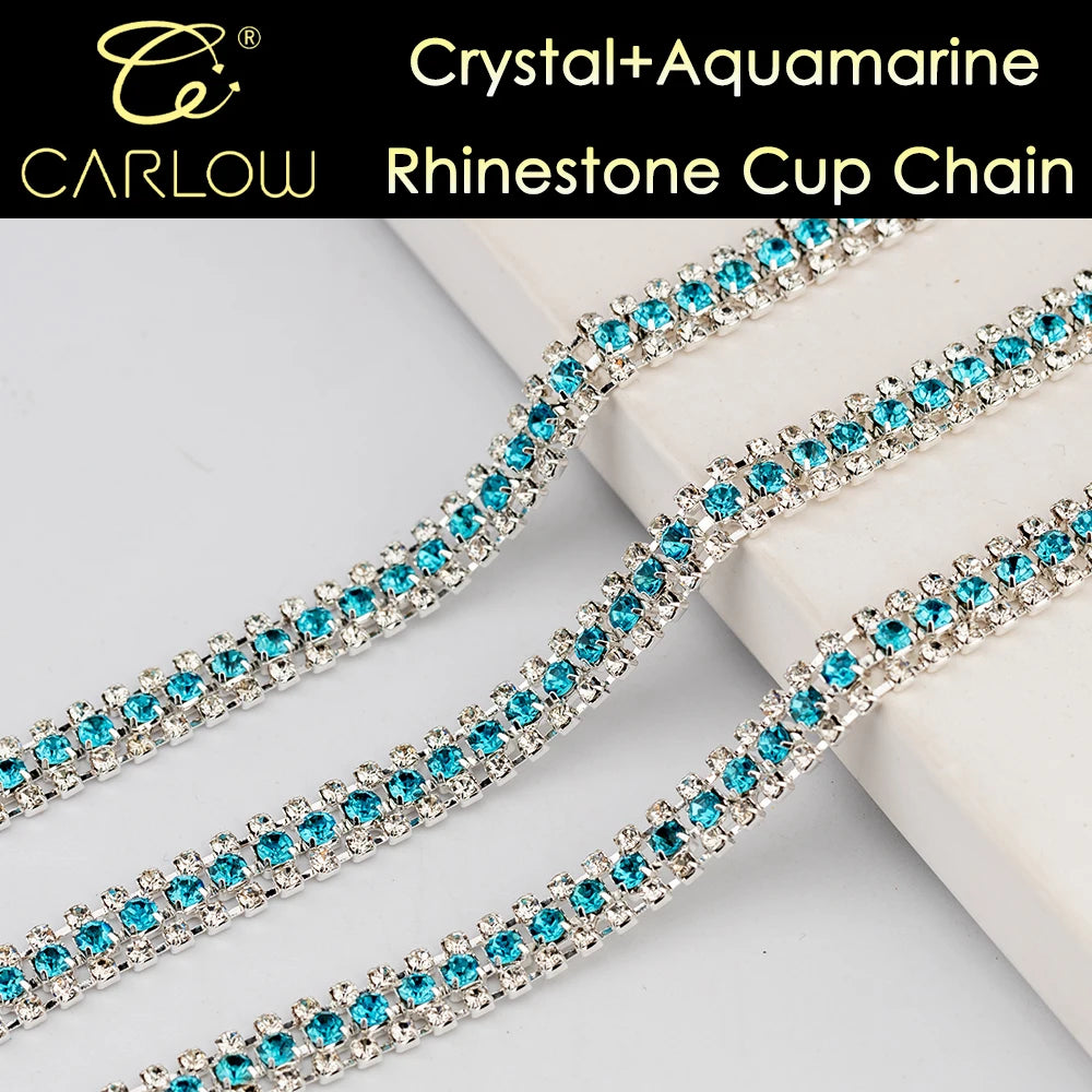 CARLOW AAAAA 3-Row Rhinestone Cup Chain – Gold Base