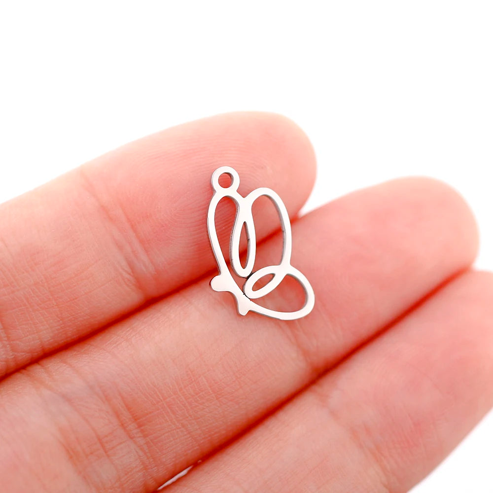 Mixed Animal Charms Set – Stainless Steel Bee, Butterfly, Owl & Heart Pendants (5PCS)