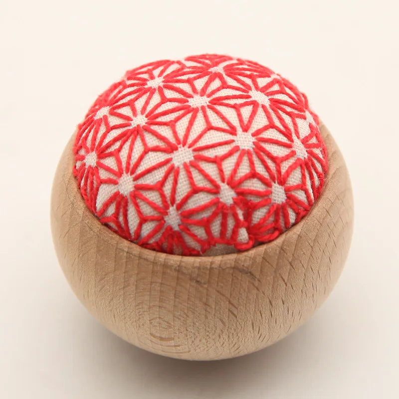 DIY Sashiko Pin Cushion with Wooden Base
