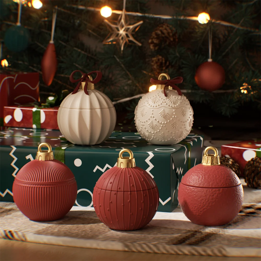 Twinkle Bauble Candle Jar Silicone Mold – 4oz Concrete Jesmonite Mold for DIY Candle Making & Christmas Home Décor