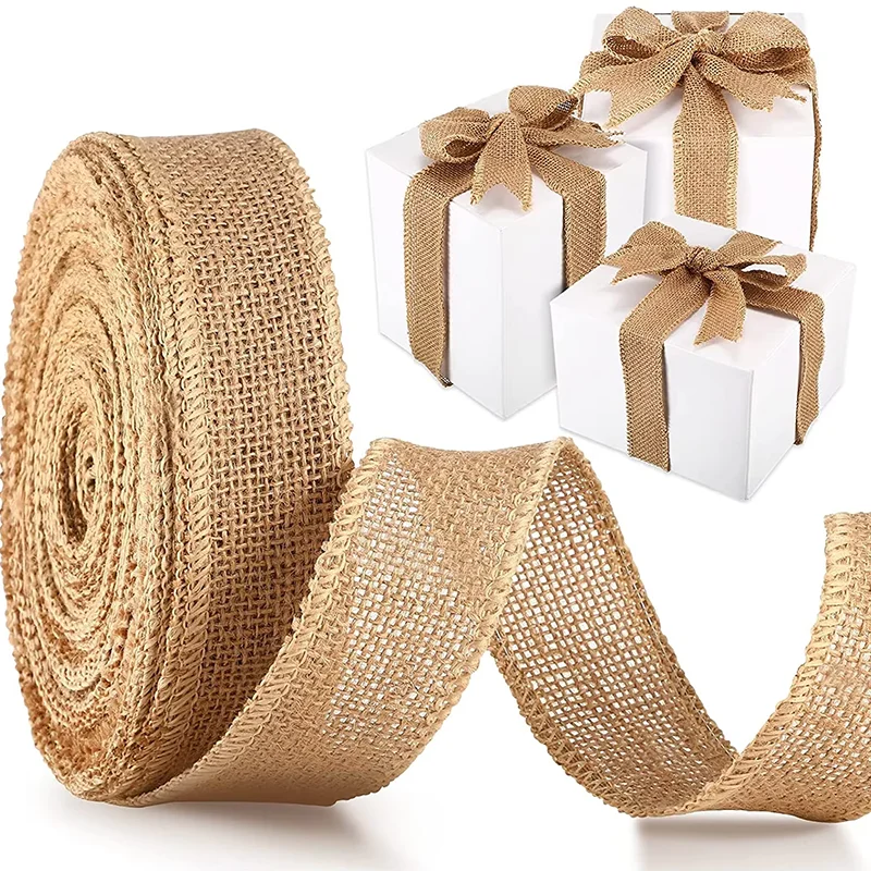 Jute Ribbon Roll – Rustic Burlap Fabric for DIY Crafts, Party Decorations & Gift Packaging