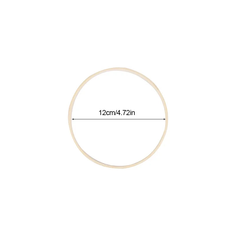 5PCS Wooden Bamboo Hoops – Round Rings for DIY Crafts & Home Décor