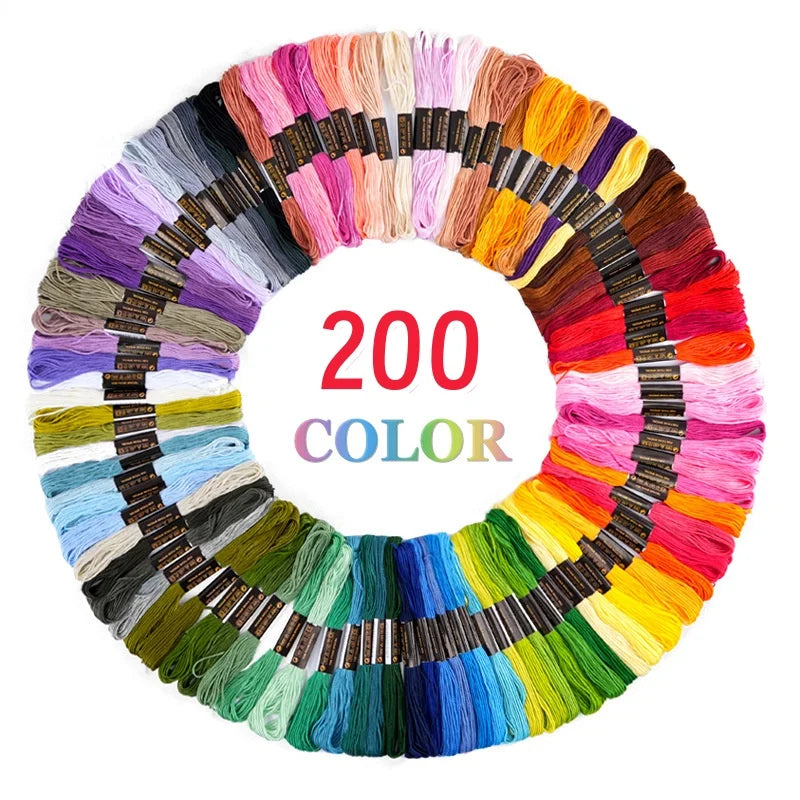 50/200pcs Multicolor Embroidery Thread Floss – DIY Sewing & Cross Stitch Kit