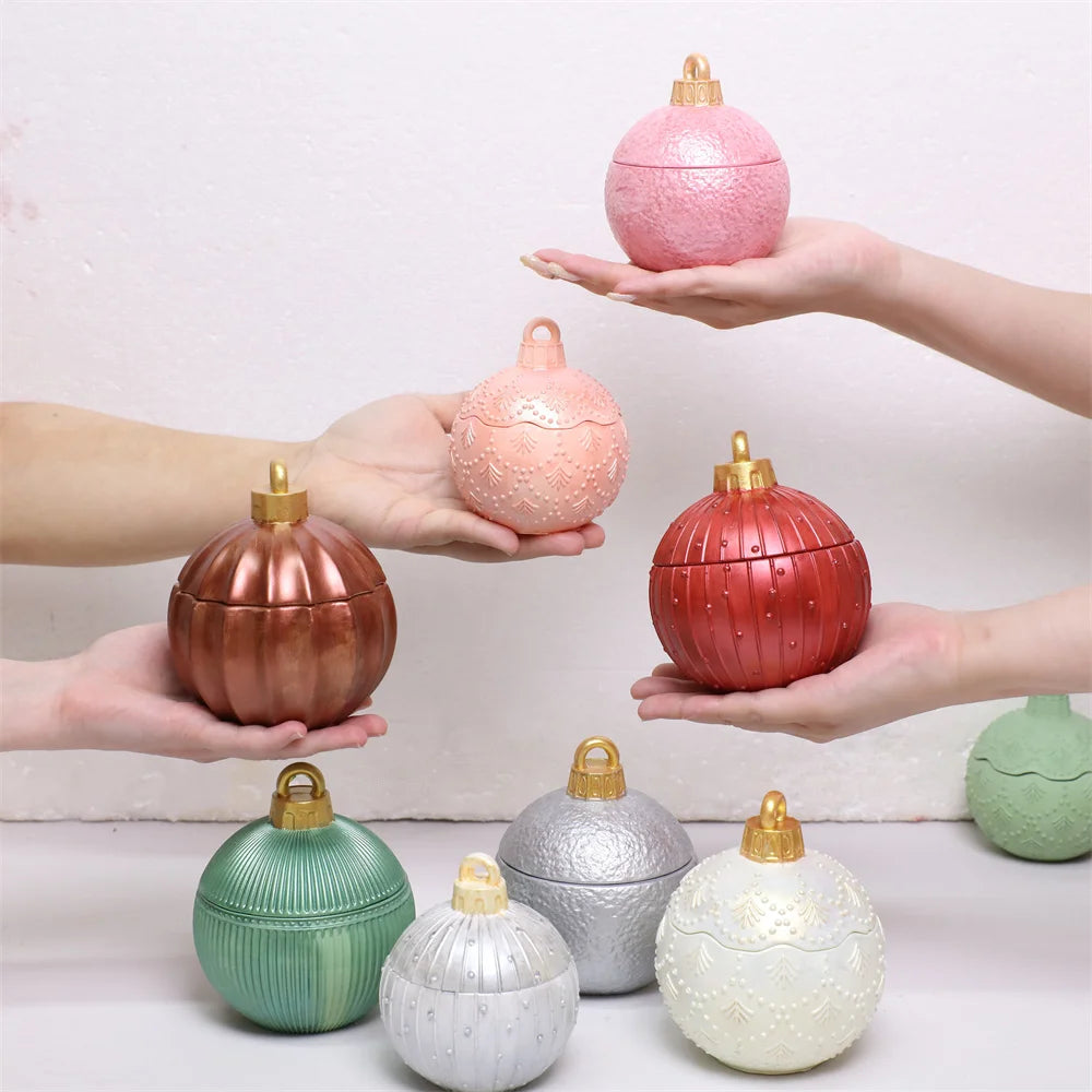 Twinkle Bauble Candle Jar Silicone Mold – 4oz Concrete Jesmonite Mold for DIY Candle Making & Christmas Home Décor
