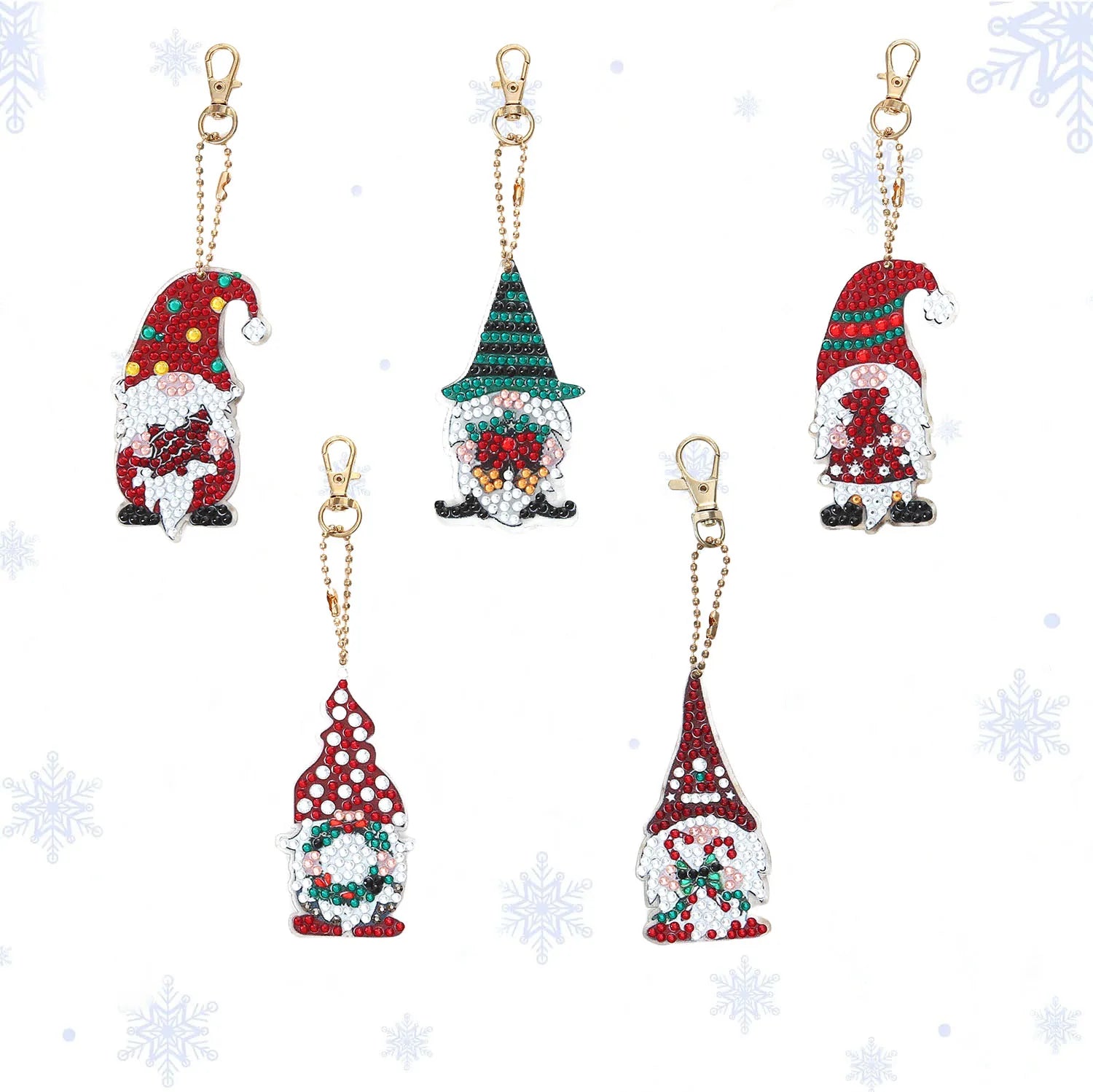 DIY Diamond Art Keychain Set – 5PCS Acrylic Christmas Ornaments for Holiday Décor