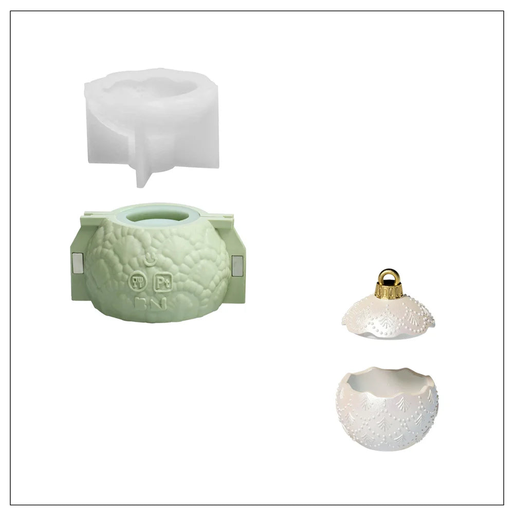 Twinkle Bauble Candle Jar Silicone Mold – 4oz Concrete Jesmonite Mold for DIY Candle Making & Christmas Home Décor