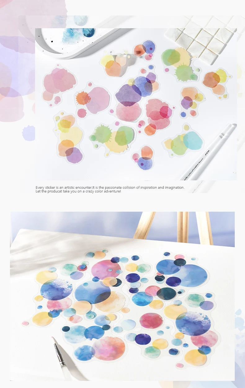 Watercolor Cartoon Stickers – 20PCS Aesthetic Scrapbook & Journal Label Set