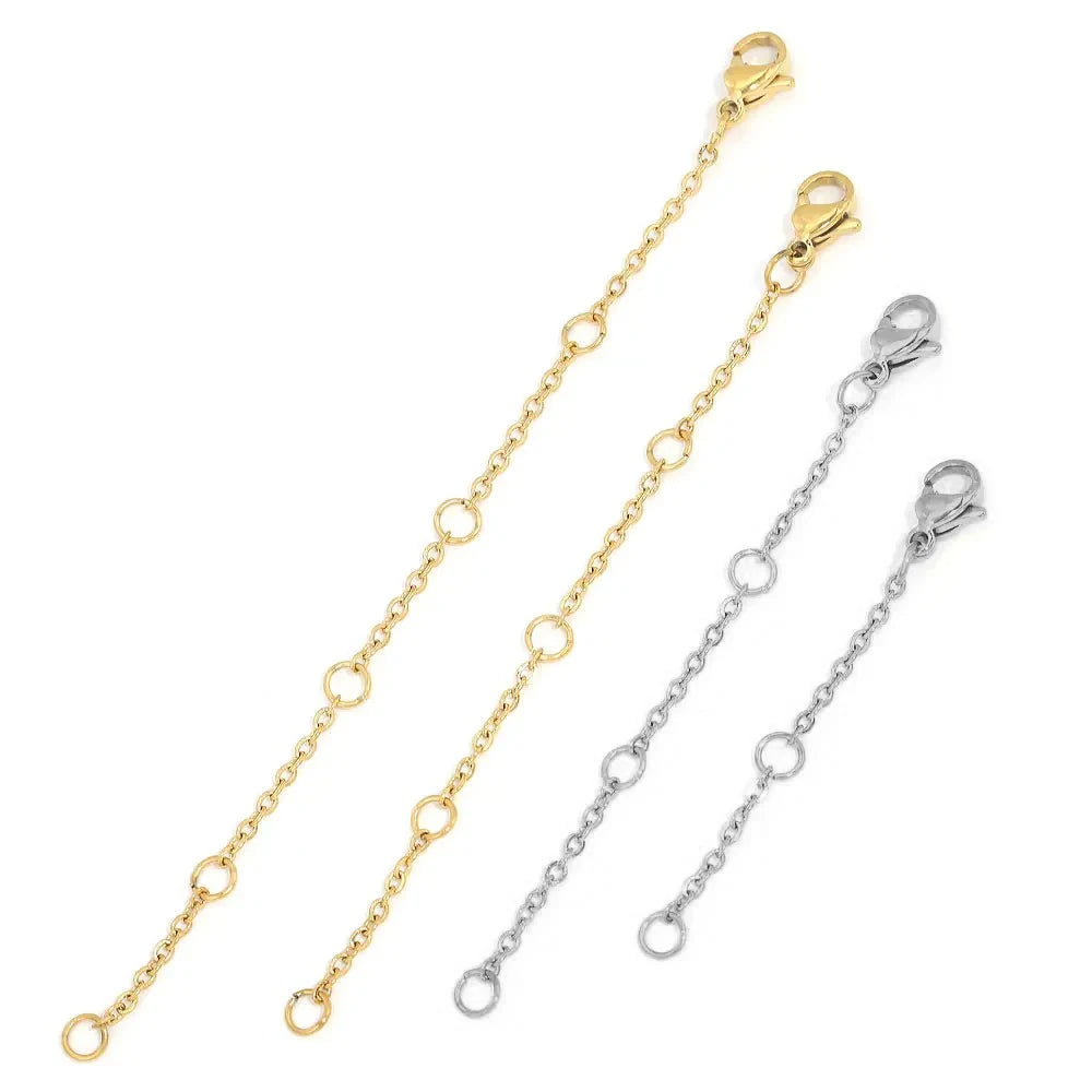 10PCS Stainless Steel Extension Chains with Lobster Clasps – DIY Jewelry Connectors