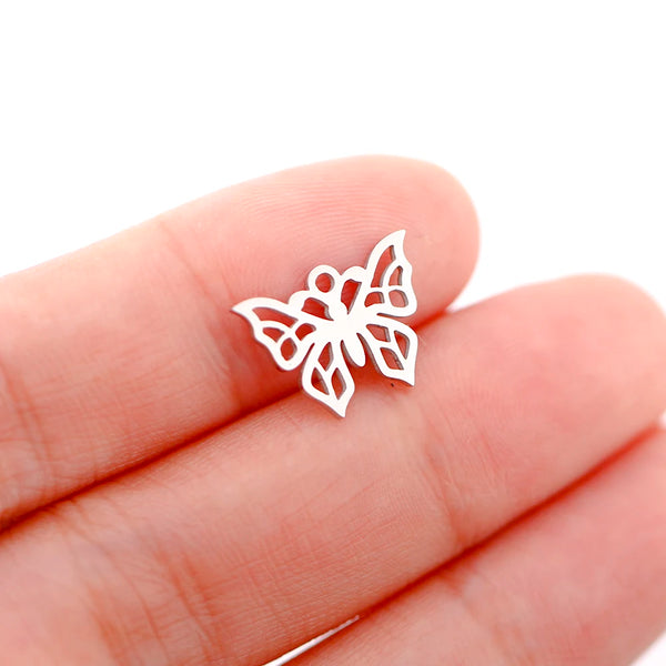 Mixed Animal Charms Set – Stainless Steel Bee, Butterfly, Owl & Heart Pendants (5PCS)