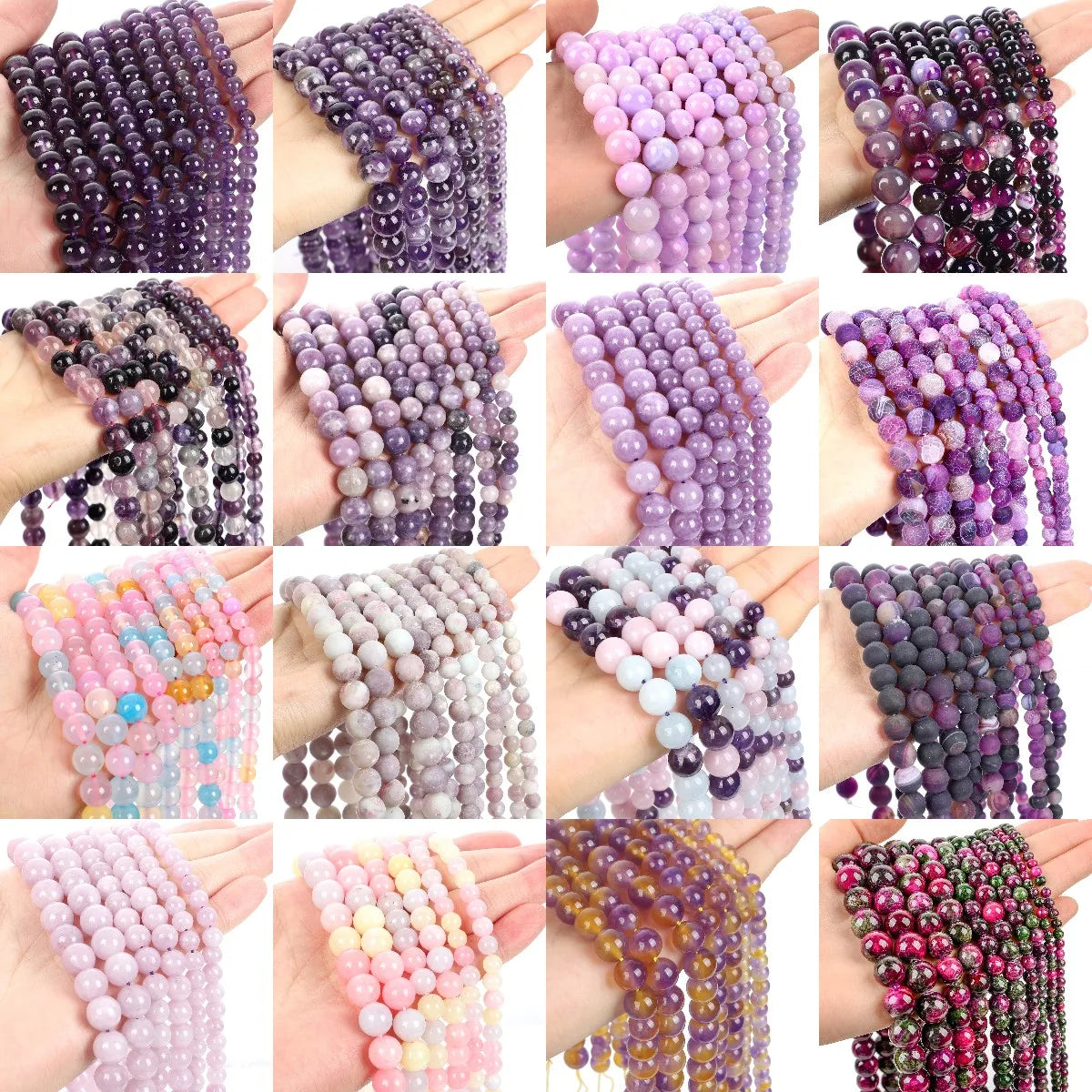 Purple Natural Stone Beads – Amethyst, Agate & Tourmaline for DIY Jewelry