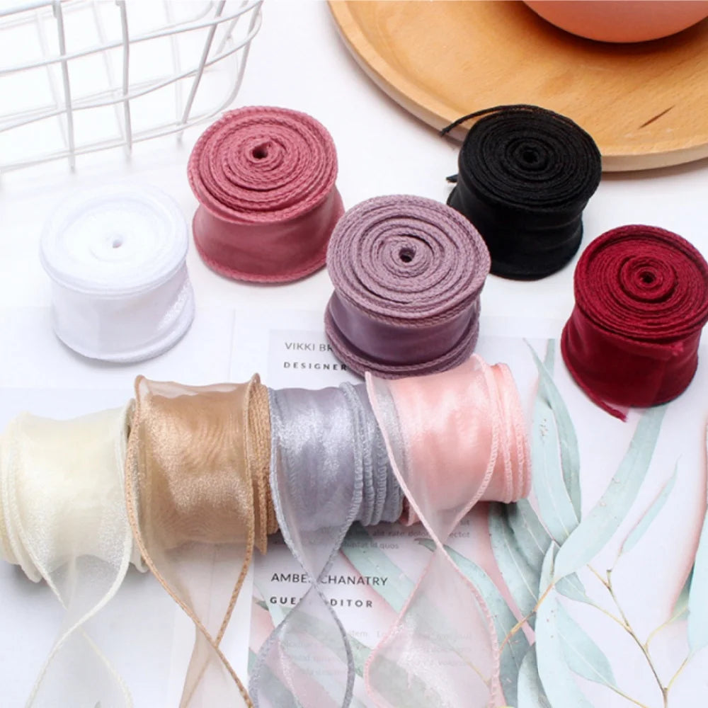 Chiffon Silk Ribbon Roll – Organza Satin (10 Yards, for Crafts & Decoration)