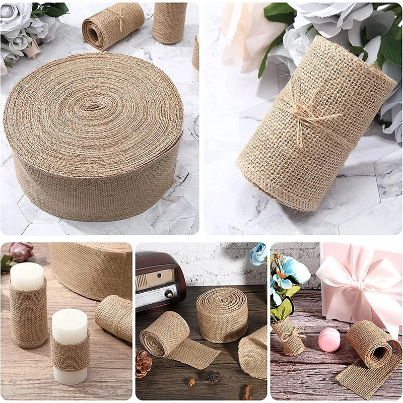 Jute Ribbon Roll – Rustic Burlap Fabric for DIY Crafts, Party Decorations & Gift Packaging