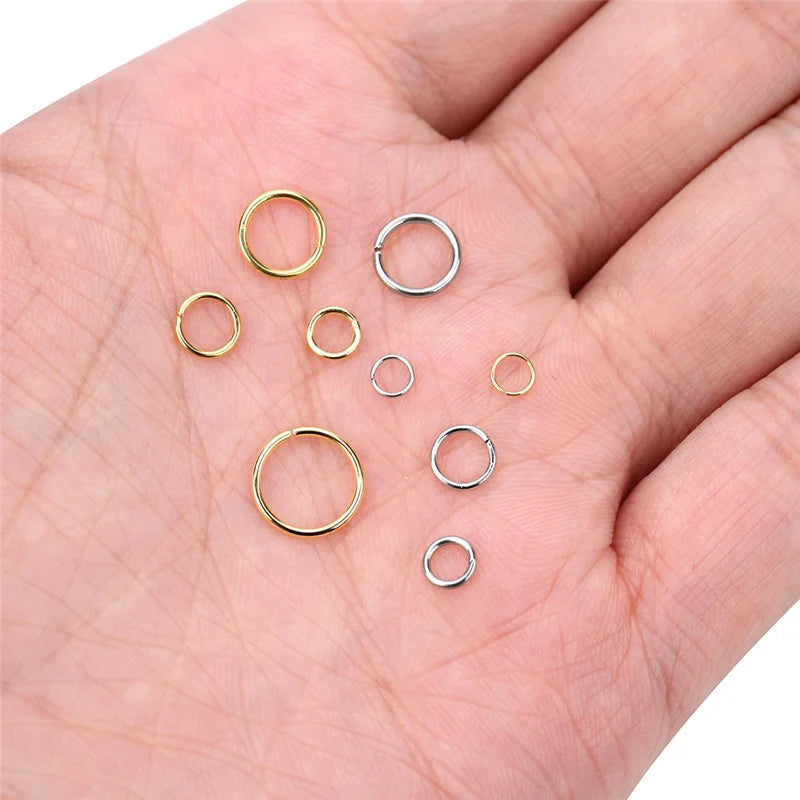 100pcs PVD Stainless Steel Open Jump Rings – 3-10mm Split Rings for Jewelry Making