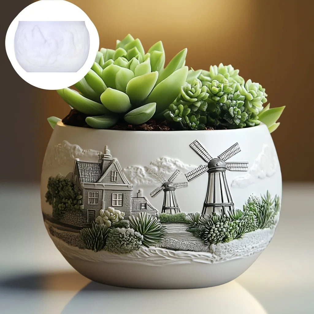Mountain Landscape Silicone Mold – DIY Resin Planter, Trinket Box & Candle Cup