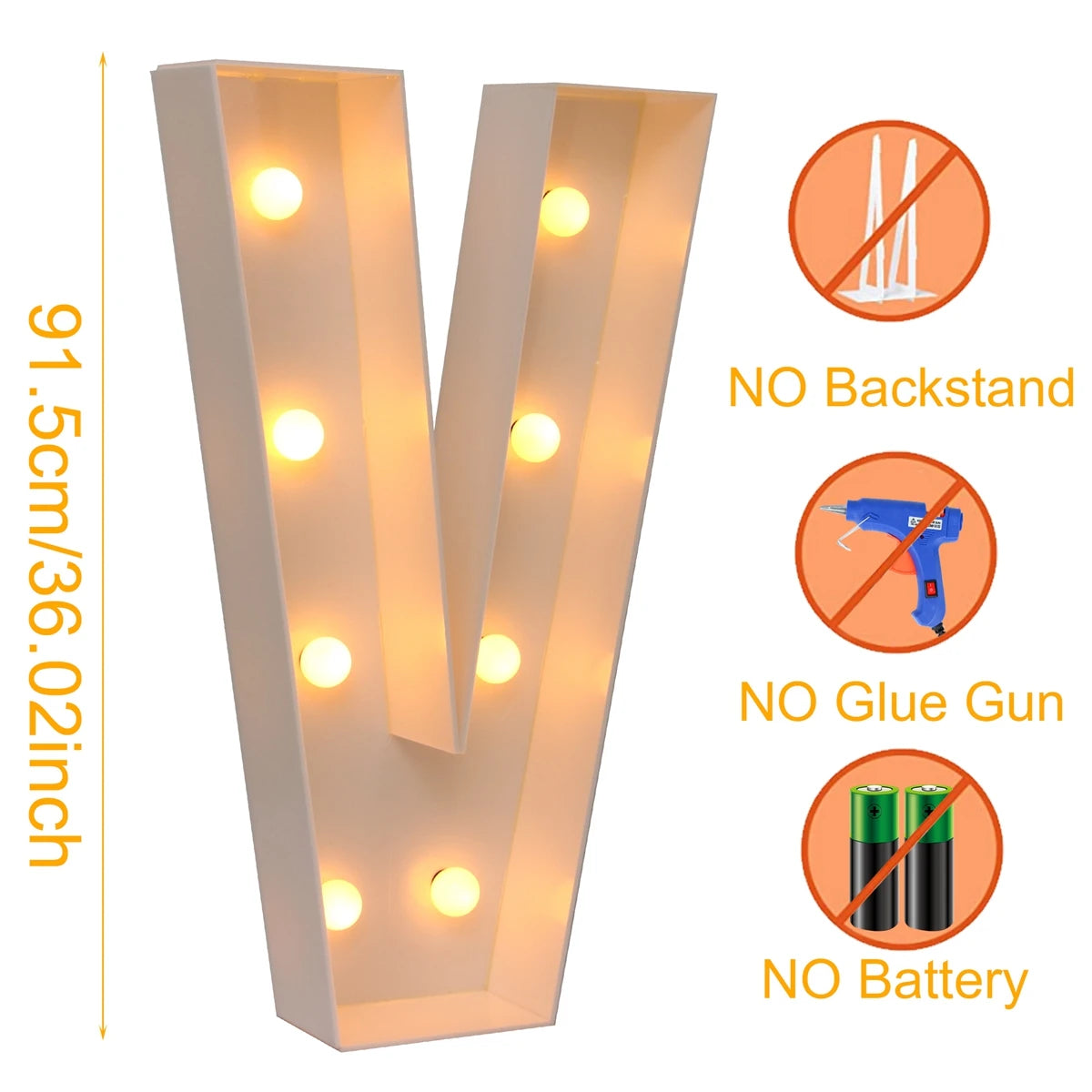 91.5CM Giant LED Letter Light Box – DIY Name Balloon Frame for Party Décor