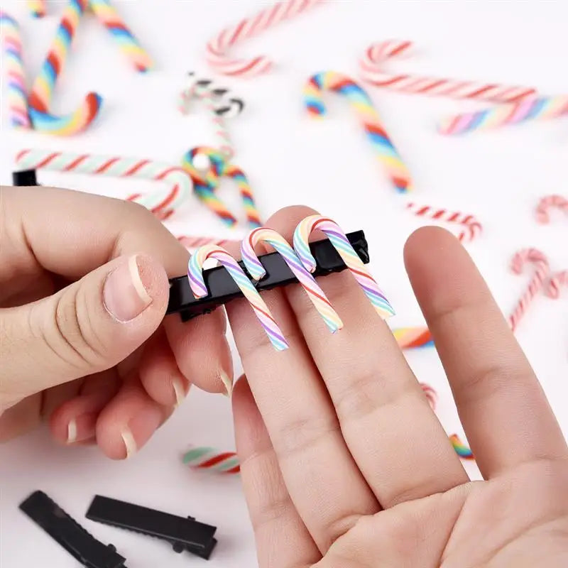 Kawaii Resin Candy Cane Cabochons – Christmas Flatback Craft Decorations (15/30/60/90PCS)