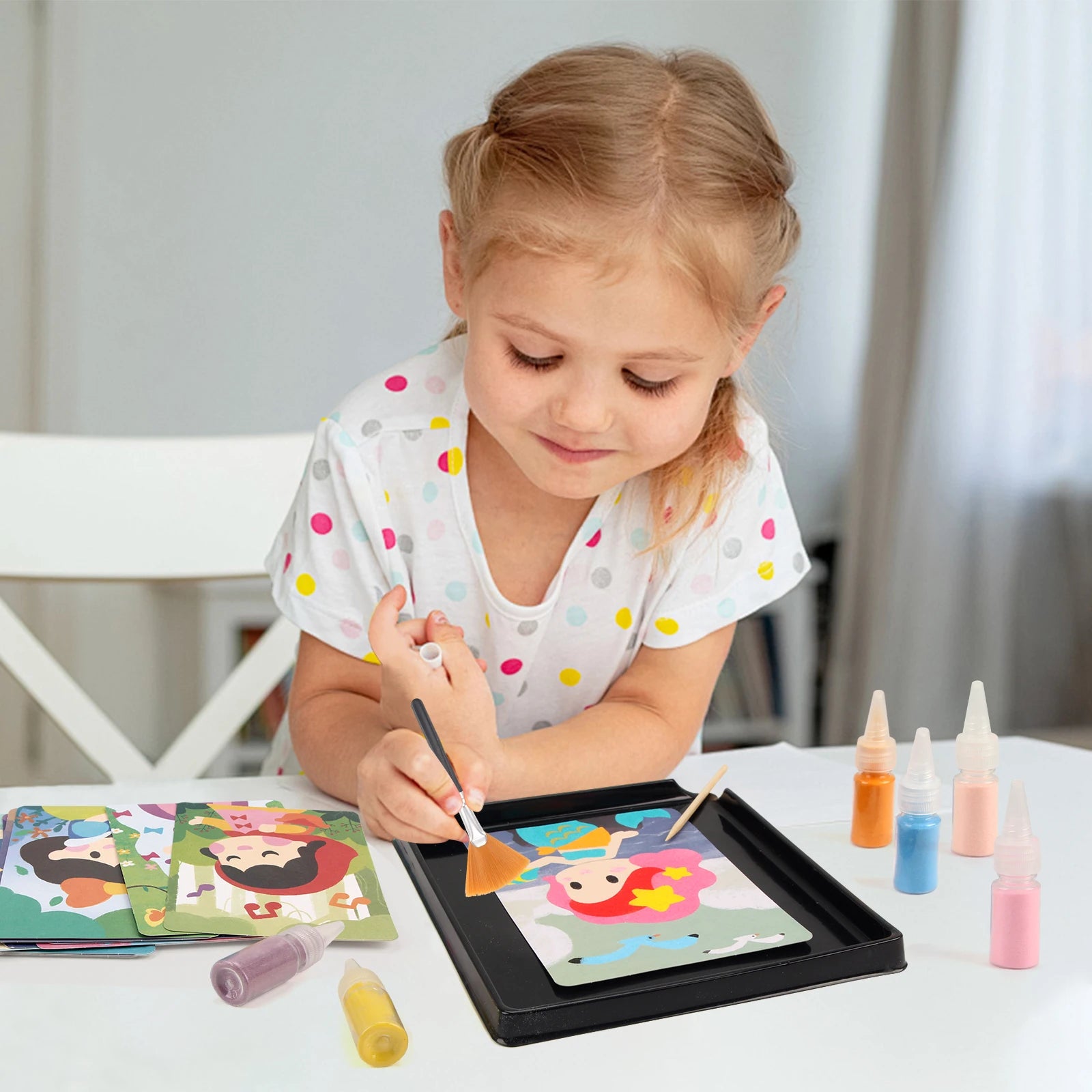 Sand Art Kit – 12 Princess Sand Painting Cards, 14 Colors