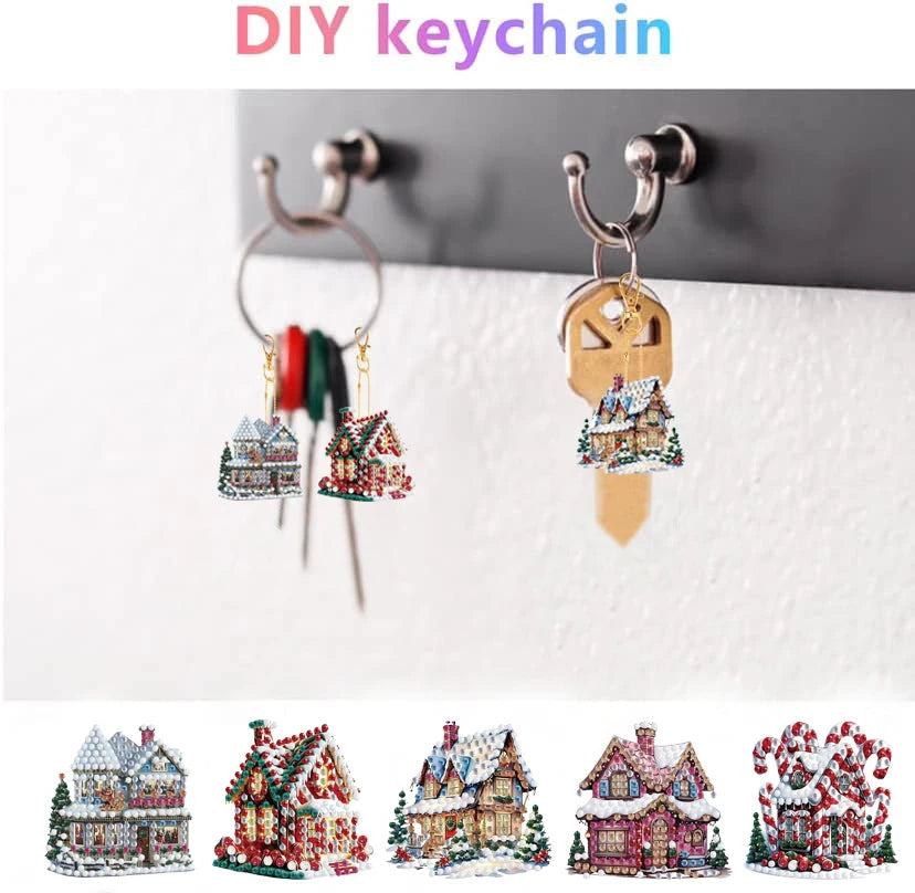 DIY Diamond Art Keychain Set – 5PCS Acrylic Christmas Ornaments for Holiday Décor