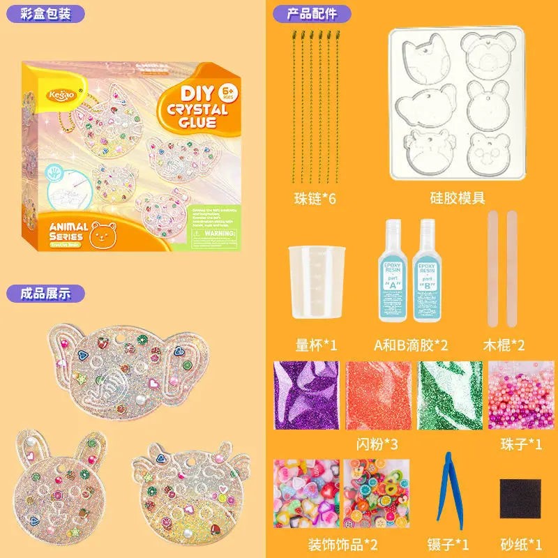 Kids DIY Crystal Glue Keychain Craft Kit – Fun Art Set for Girls