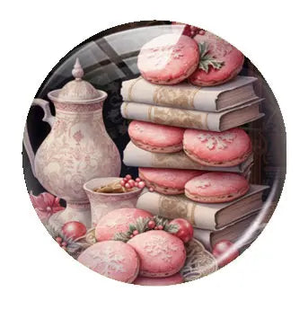 Handmade Christmas X-mas Winter Pink Gnomies Deer Snowman Bells Photo Glass Cabochon Flatback Demo Cameo For Diy Jewelry Making