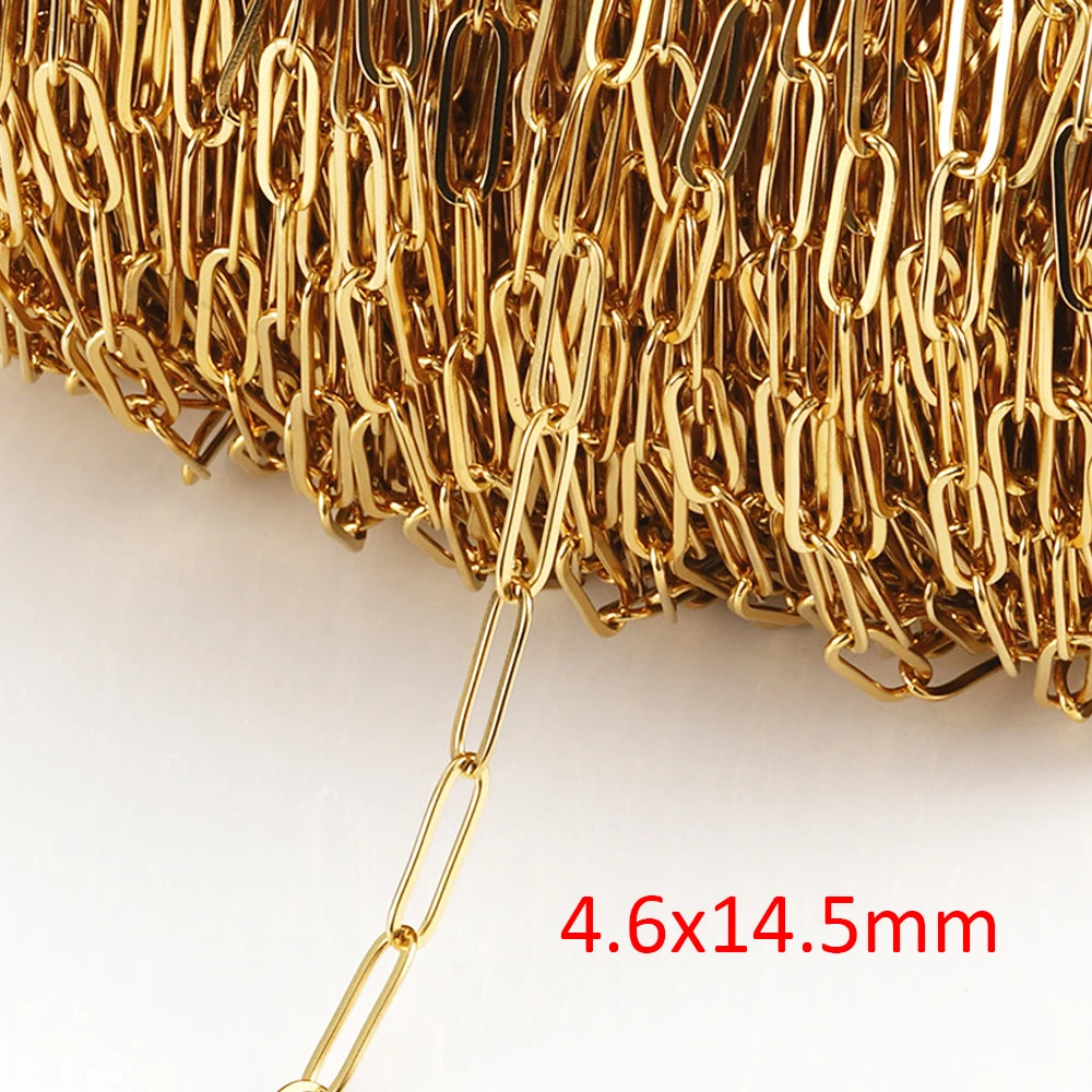 No Fade Stainless Steel Chain – 2M Gold Chain for DIY Jewelry Making