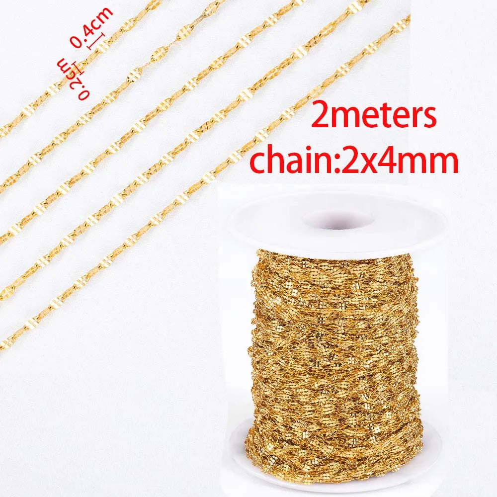 No Fade Stainless Steel Chain – 2M Gold Chain for DIY Jewelry Making