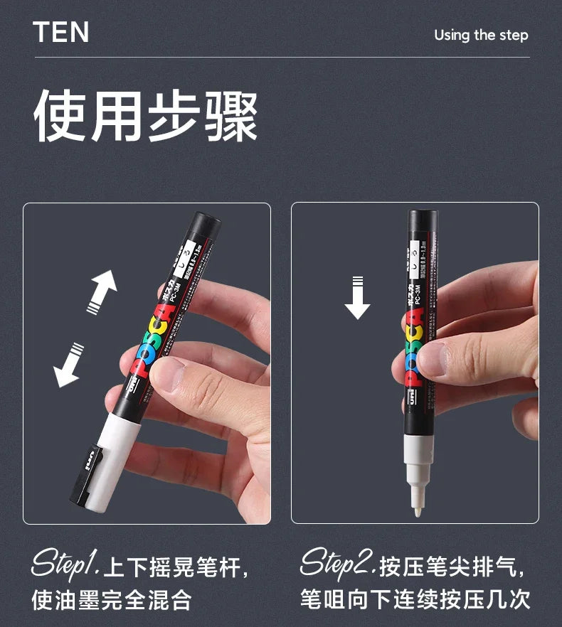 🎨 UNI POSCA Acrylic Paint Marker Set – PC-1M / PC-3M / PC-5M Quick-Dry Permanent Paint Pens