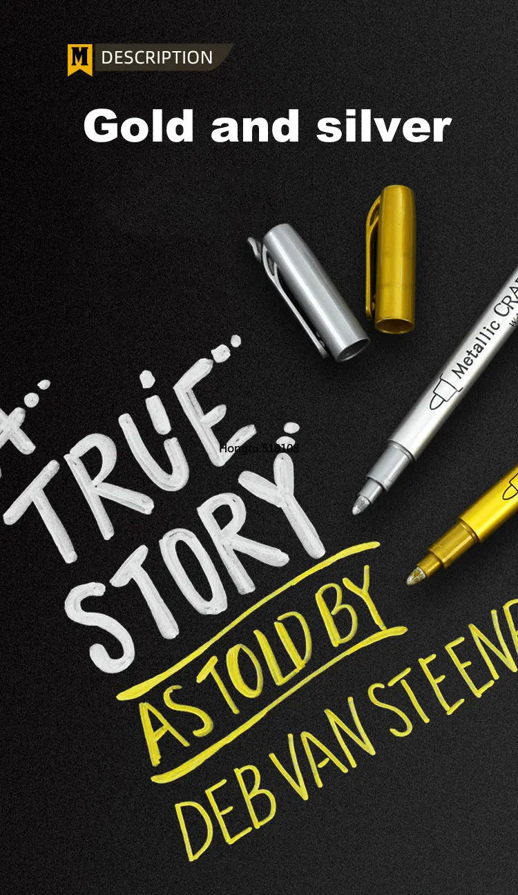 2/1Pc Brush Metallic Marker Pens Gold Silver Color Permanent Art Marker For Manga Crafts Scrapbooking School Stationery Supplies