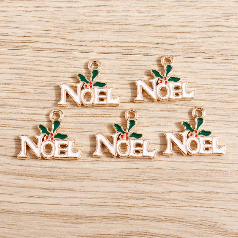 Christmas Enamel Charms – 10PCS Deer, Santa, Tree & Bell Pendants for DIY Jewelry