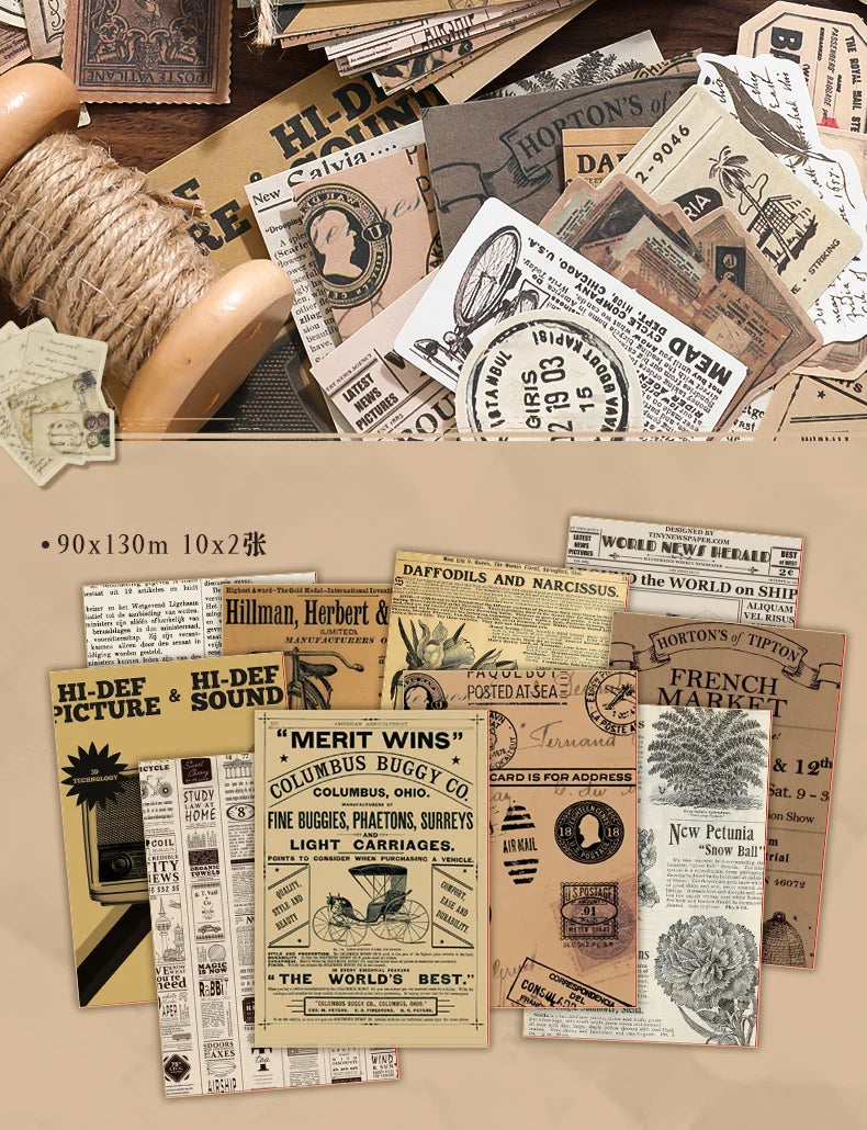 100PCS Retro Scrapbook Paper Set – DIY Collage, Journal & Album Craft Materials