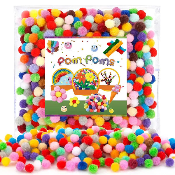 Mixed Color Soft Pom Pom Balls – 30–300pcs DIY Craft Set