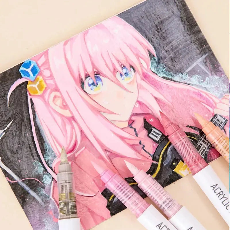 Acrylic Marker Pen Set – 9PCS Soft Brush DIY Paint Art Markers for Students