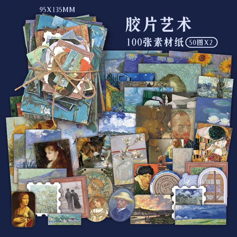 100PCS Retro Scrapbook Paper Set – DIY Collage, Journal & Album Craft Materials