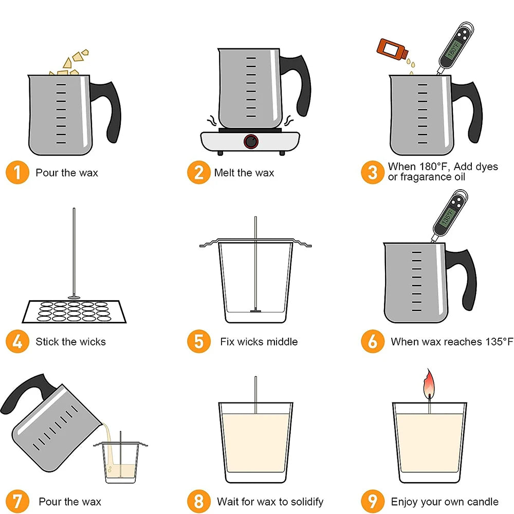 Complete DIY Candle Making Kit – Aromatic Candles with Tools & Wax Melting Pot