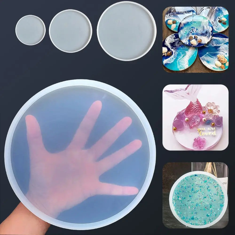 Transparent Round Resin Coaster & Pendant Silicone Mold – DIY Epoxy & Agate Casting