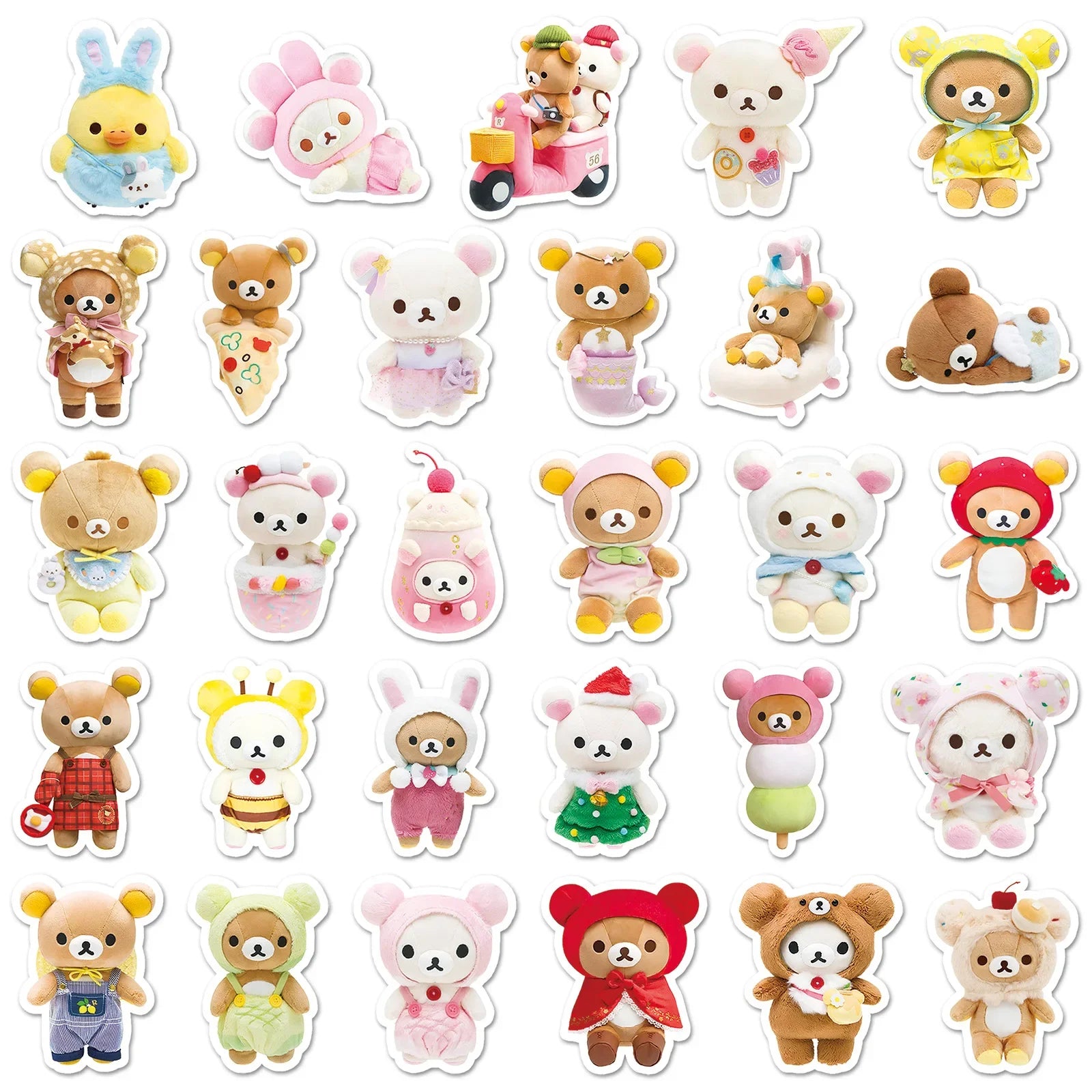 Cute Lazy Bear Stickers – 54PCS Cartoon Vinyl Decals for Laptop & Scrapbook
