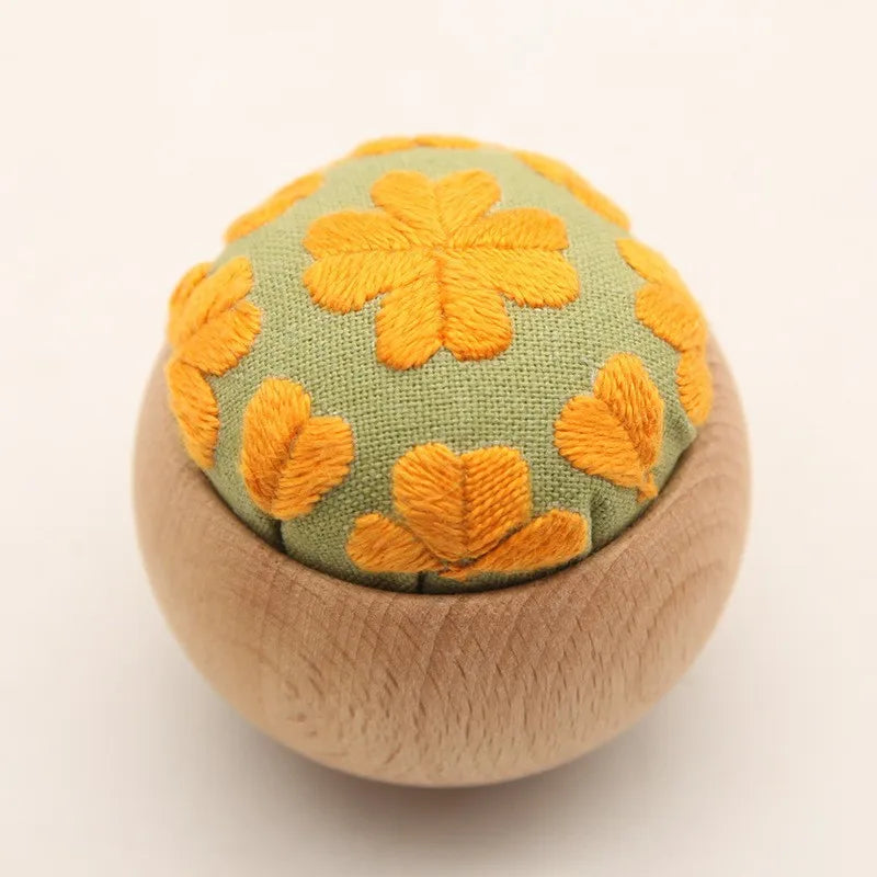 DIY Sashiko Pin Cushion with Wooden Base