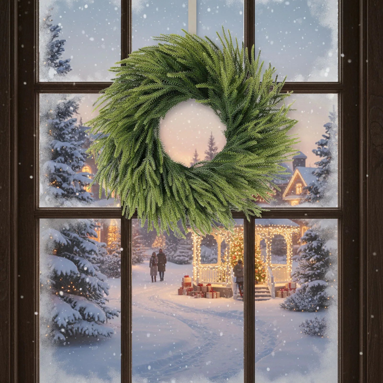 Norfolk Pine Wreath – Artificial Pine Cone & Flower Garland for Christmas & Weddings