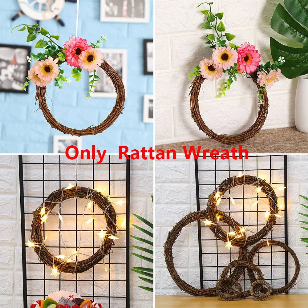 Christmas Wicker Vine Wreath – Artificial Rattan Garland Ring (8–30CM)