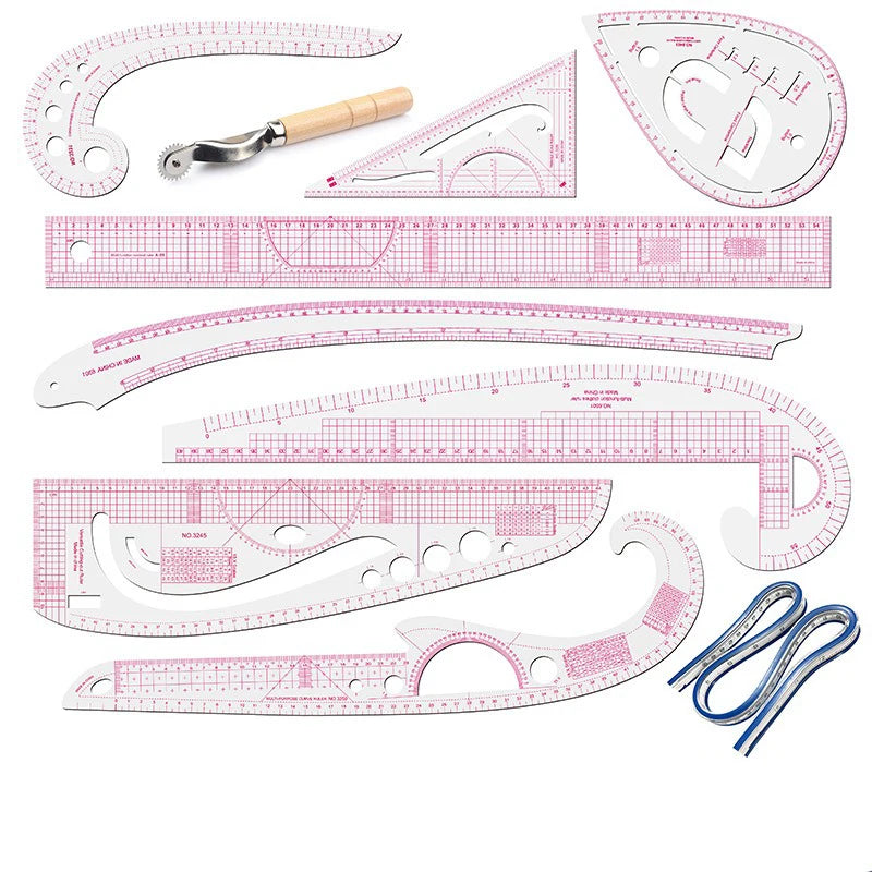 9 Pieces Metric Clothes Curve Sewing Ruler  Set Drawing Stencil Handmade Grading Curve Rule DIY Pattern Making  Accessories