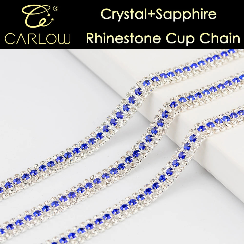 CARLOW AAAAA 3-Row Rhinestone Cup Chain – Gold Base