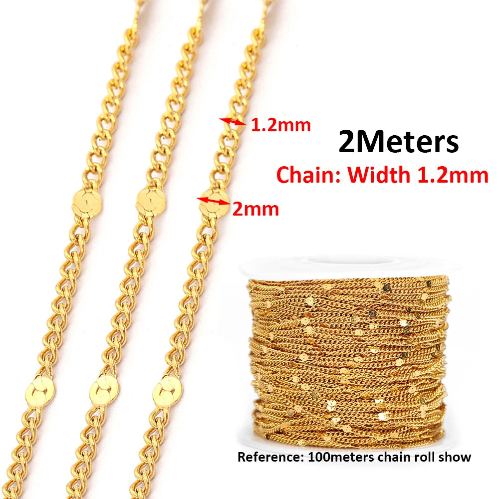No Fade Stainless Steel Chain – 2M Gold Chain for DIY Jewelry Making