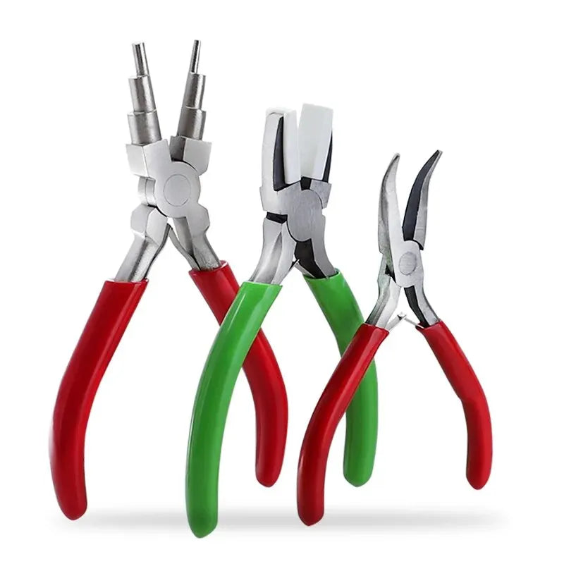 3PCS Jewelry Pliers Set – 6-in-1 DIY Craft Tools with Nylon & Bent Nose Pliers