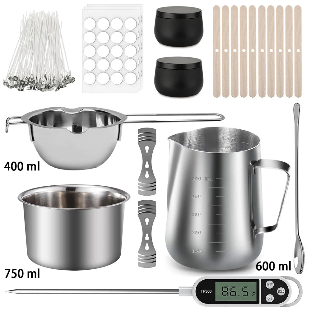 Complete DIY Candle Making Kit – Aromatic Candles with Tools & Wax Melting Pot