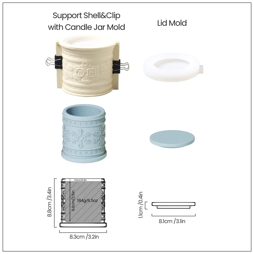 Christmas Candle Jar Silicone Mold – Nicole Christmas Tales Gypsum & Jesmonite Mold