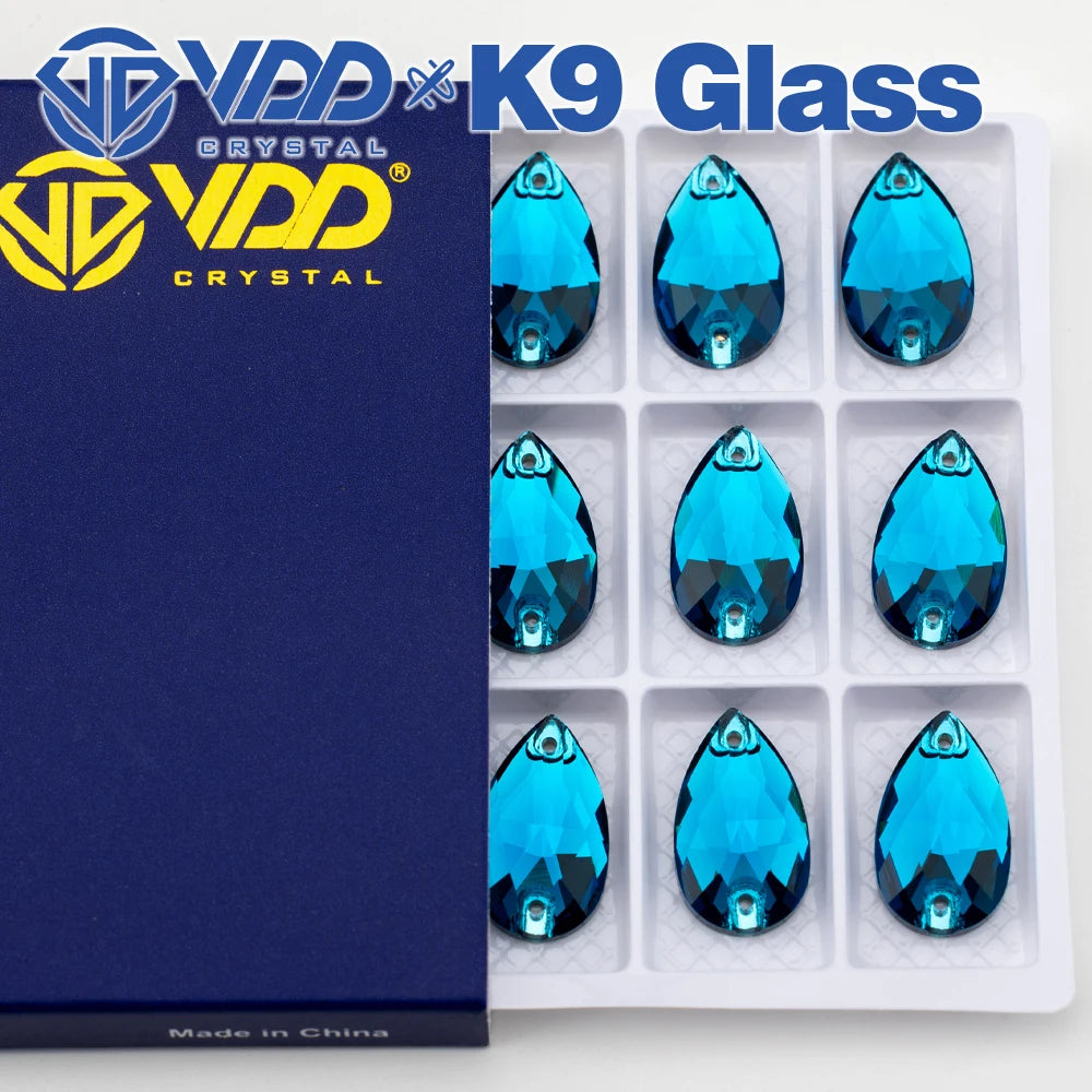 VDD Pear-Shaped K9 Glass Sew-On Rhinestones – Multicolor Crystal Stones