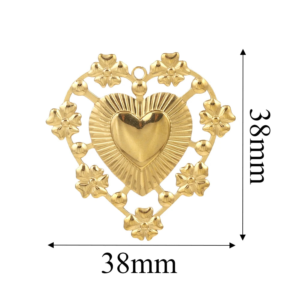 5PCS Gold Stainless Steel Charms – DIY Jewelry Pendants & Accessories